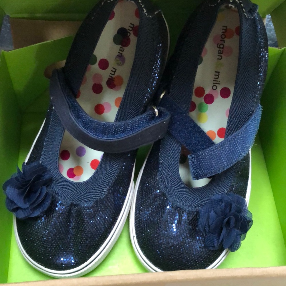 Morgan & Milo Velcro Navy Sequin Shoes